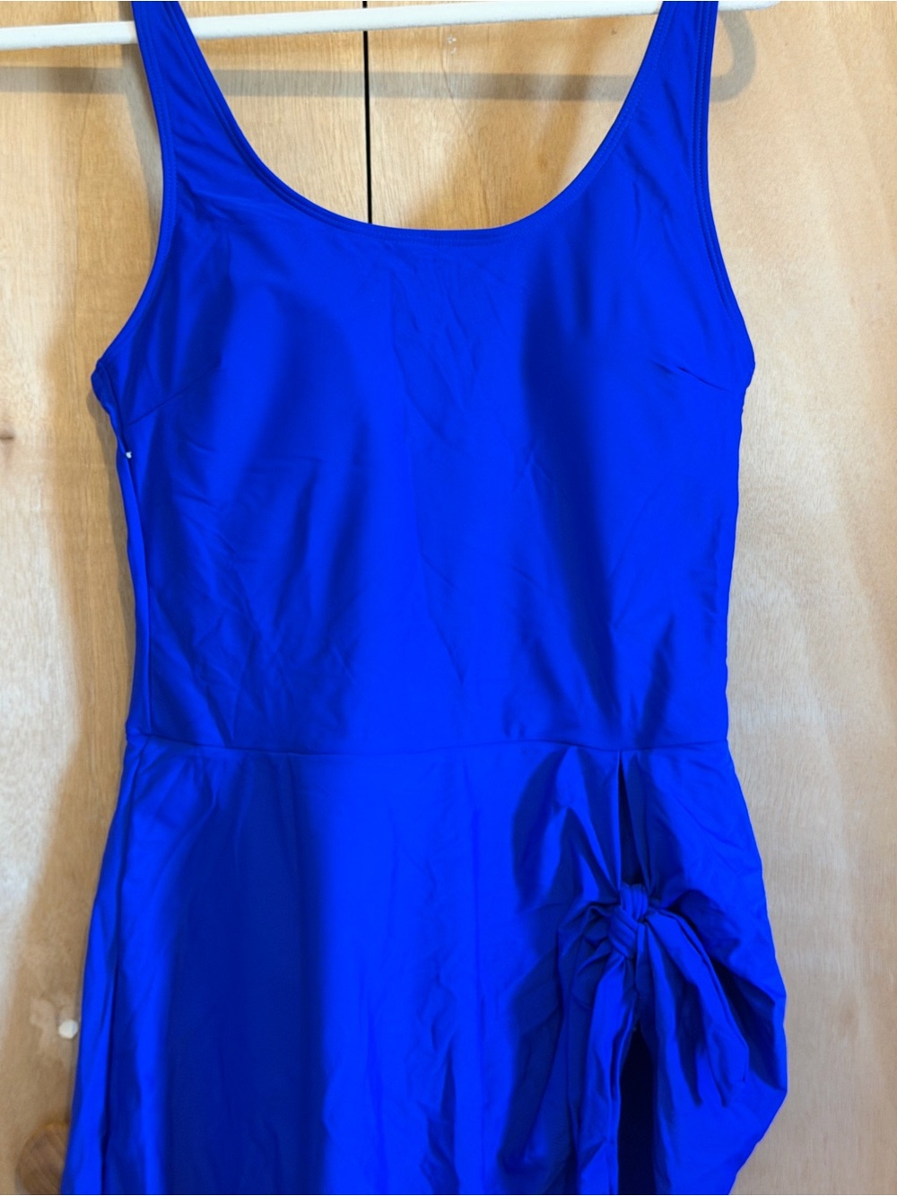 Royal Blue One-Piece Swim Dress with Side Tie